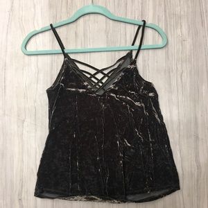 Velvet crushed strap top